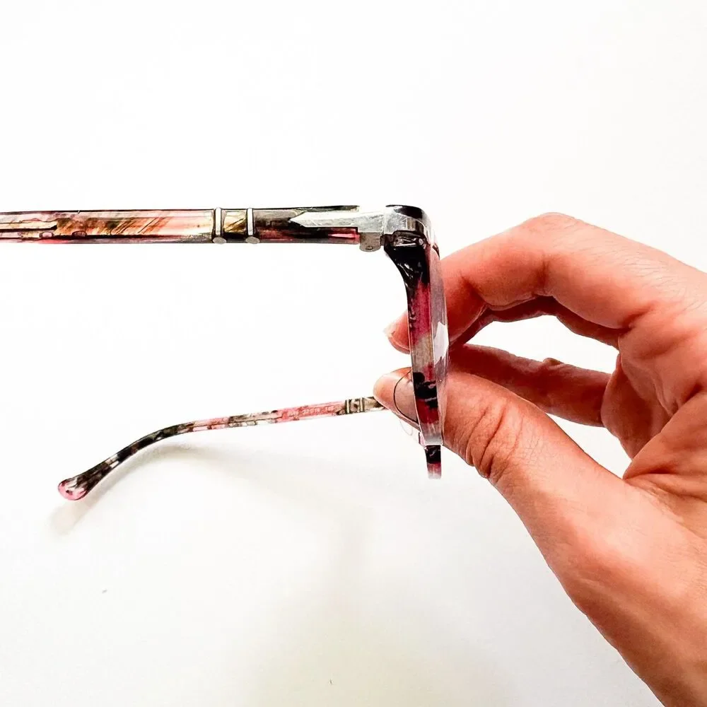 READ Persol Womens Eyeglasses Pink Pattern FRAMES ONLY Splayed Flared 52-16-140